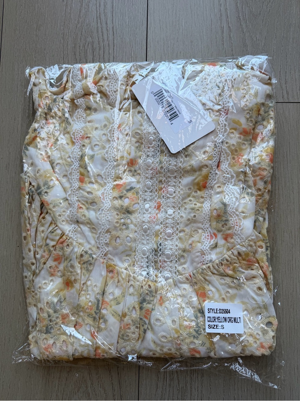 Floral Lace-Up Mini Dress in Soft Yellow - Picture 2 of 2